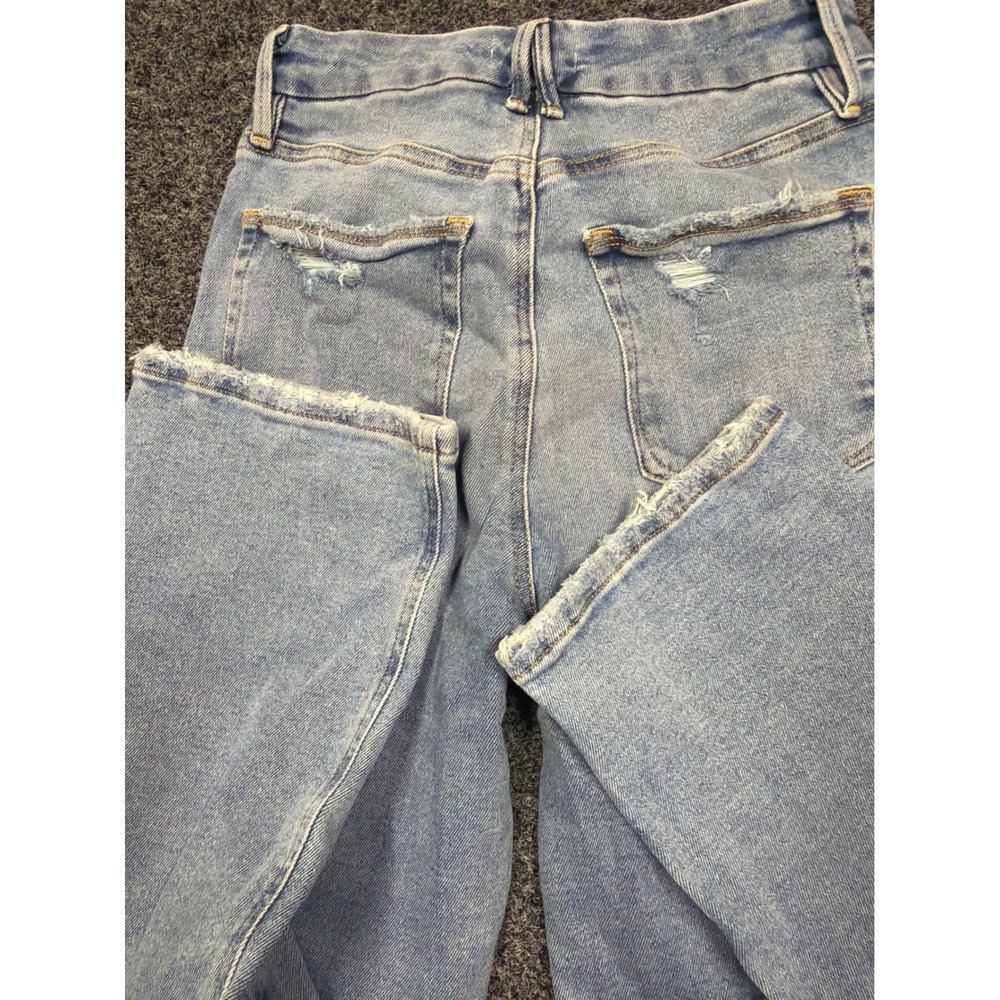 Good American Jeans Womens 6/28 Light Wash Straight Distressed Denim High Rise - Picture 7 of 7